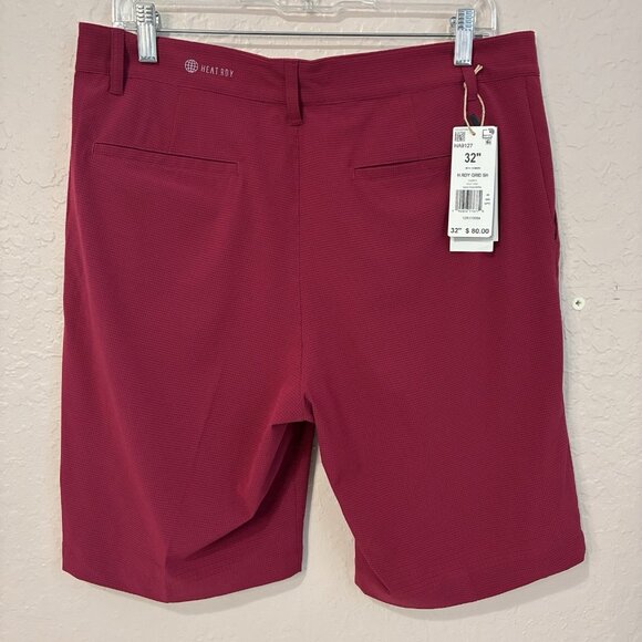 Adidas Heat Ready Shorts NEW Mens 32 Burgundy 40 SPF Pockets Golf Resort Preppy - Picture 1 of 9